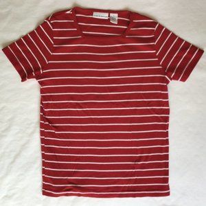 Croft & Barrow - Red & and white horizontal stripe short sleeve top